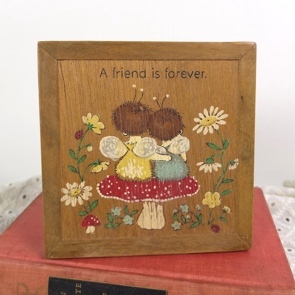 Vintage Fairies and Mushroom Wooden Sign